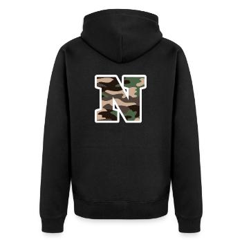 Letter N Military Camouflage - Gift Idea - Unisex Premium Organic Zip Hoodie - black - Back - Nico (187cm)