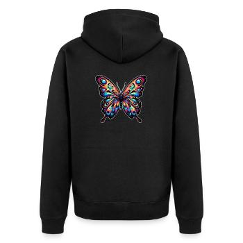 Butterfly - Unisex Premium Organic Zip Hoodie - black - Back - Nico (187cm)