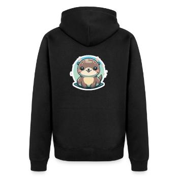 Amoureux des lions de mer - Veste à capuche bio Premium Unisexe - noir - Dos - Nico (187cm)