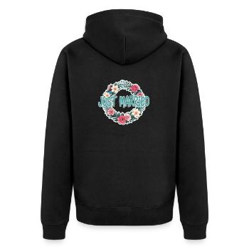 just married - pour mariage - Veste à capuche bio Premium Unisexe - noir - Dos - Nico (187cm)