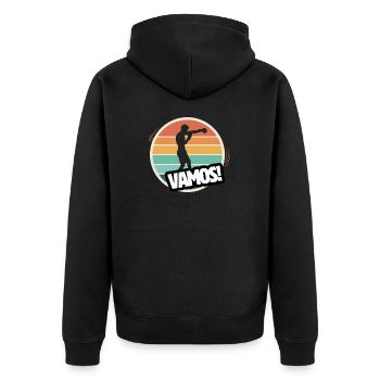 Vamos Retro-Boxen - Unisex Premium Bio Zip Hoodie - Schwarz - Hinten - Nico (187cm)