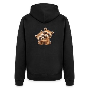 Deux ratons laveurs mignons qui s’étreignent - Veste à capuche bio Premium Unisexe - noir - Dos - Nico (187cm)