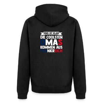 French French France - Unisex Premium Organic Zip Hoodie - black - Back - Nico (187cm)