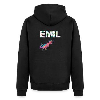 EMIL - Beautiful boy name with dinosaur - Unisex Premium Organic Zip Hoodie - black - Back - Nico (187cm)