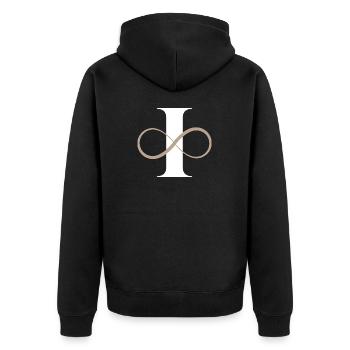 Lettre i infinie - Veste à capuche bio Premium Unisexe - noir - Dos - Nico (187cm)