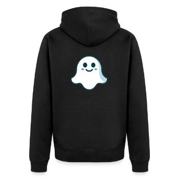 Gespenst türkis - Unisex Premium Bio Zip Hoodie - Schwarz - Hinten - Nico (187cm)