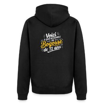 Der 72-jährige Bogosse - Unisex Premium Bio Zip Hoodie - Schwarz - Hinten - Nico (187cm)