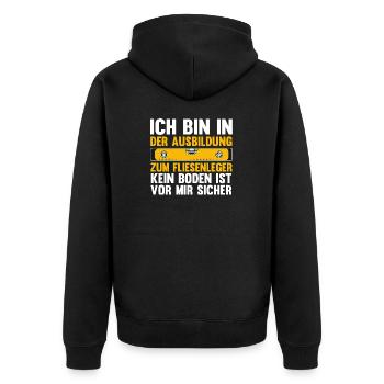 Tile Laying Training Apprentice Auzbi Tile Laying - Unisex Premium Organic Zip Hoodie - black - Back - Nico (187cm)