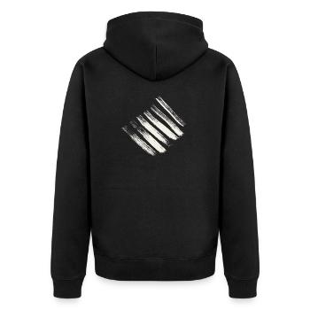 Streifen Muster Design - Unisex Premium Bio Zip Hoodie - Schwarz - Hinten - Nico (187cm)