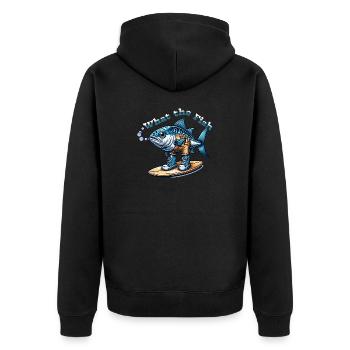 What the Fish - Chemise Surfer Meme drôle - Veste à capuche bio Premium Unisexe - noir - Dos - Nico (187cm)