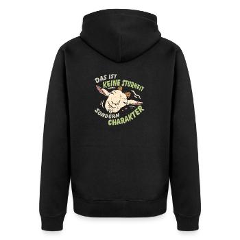 Lustige Ziege mit Charakter | Ziegenfreund - Unisex Premium Bio Zip Hoodie - Schwarz - Hinten - Nico (187cm)