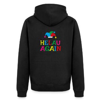 helau again karneval kostüm - Unisex Premium Bio Zip Hoodie - Schwarz - Hinten - Nico (187cm)