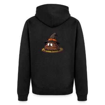 Drôle de tas de caca d’Halloween avec chapeau de sorcière. - Veste à capuche bio Premium Unisexe - noir - Dos - Nico (187cm)