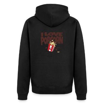 Ich liebe Popcorn: Es ist der beste Snack aller Zeiten! - Unisex Premium Bio Zip Hoodie - Schwarz - Hinten - Nico (187cm)