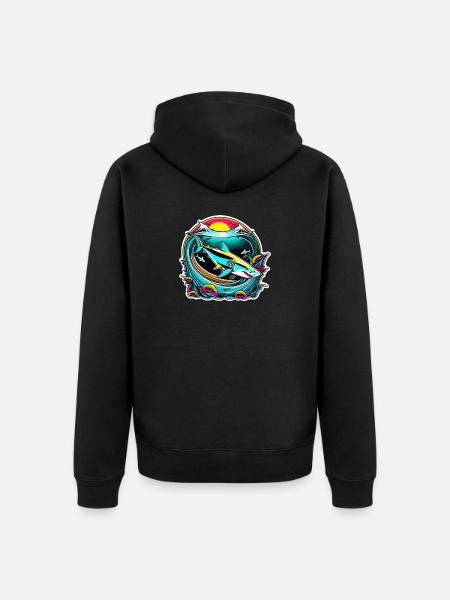 requin - Veste à capuche bio Premium Unisexe - noir