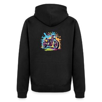 moto vintage style retro - graffiti - Veste à capuche bio Premium Unisexe - noir - Dos - Nico (187cm)