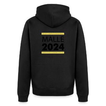 malle 2024 - Unisex Premium Bio Zip Hoodie - Schwarz - Hinten - Nico (187cm)