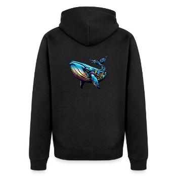 Baleine bleue - Veste à capuche bio Premium Unisexe - noir - Dos - Nico (187cm)