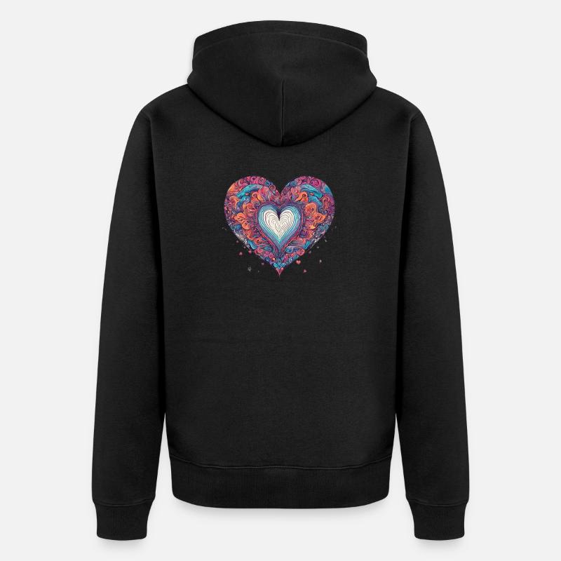 Heart psychedelic - Unisex Premium Bio Zip Hoodie - Schwarz