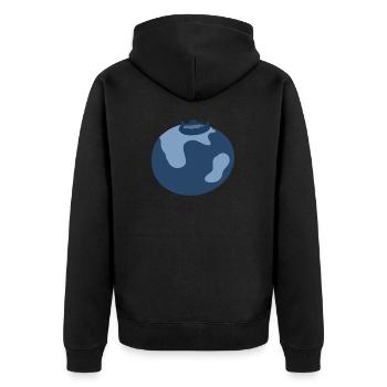 Blaubeere - Unisex Premium Bio Zip Hoodie - Schwarz - Hinten - Nico (187cm)