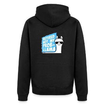 Nicht mein Prob Lama Ruhestand Prob-Llama im Ruhestand - Unisex Premium Bio Zip Hoodie - Schwarz - Hinten - Nico (187cm)