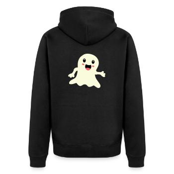 ghost 1 - Unisex Premium Bio Zip Hoodie - Schwarz - Hinten - Nico (187cm)