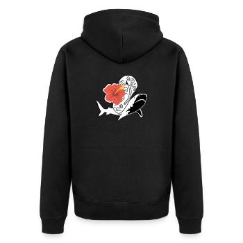 Beach Shark and Flip Flop - Unisex Premium Organic Zip Hoodie - black - Back - Nico (187cm)