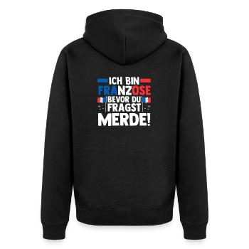 Franzose Französisch Frankreich - Unisex Premium Bio Zip Hoodie - Schwarz - Hinten - Nico (187cm)