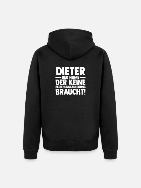 First name Dieter - Unisex Premium Organic Zip Hoodie - black