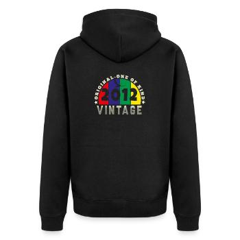 Jahrgang 2012 Retro - Bursdag - Unisex Premium Bio Zip Hoodie - Schwarz - Hinten - Nico (187cm)