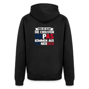 French French France - Unisex Premium Organic Zip Hoodie - black - Back - Nico (187cm)