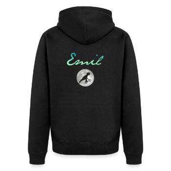 EMIL - Beautiful boy name with dinosaur - Unisex Premium Organic Zip Hoodie - black - Back - Nico (187cm)