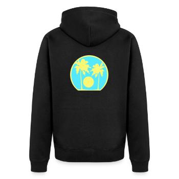 Deux Palmiers Île Soleil Coucher De Soleil Rond Bleu - Veste à capuche bio Premium Unisexe - noir - Dos - Nico (187cm)