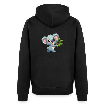 Koala - Unisex Premium Organic Zip Hoodie - black - Back - Nico (187cm)