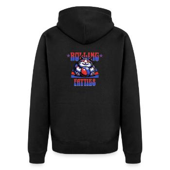 CAT ROLLING FATTIES - Unisex Premium Bio Zip Hoodie - Schwarz - Hinten - Nico (187cm)