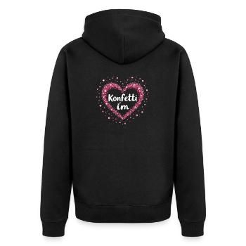 Konfetti im Herzen Fasching Karneval Kostüm - Unisex Premium Bio Zip Hoodie - Schwarz - Hinten - Nico (187cm)