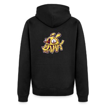 gelbe Ernte - Unisex Premium Bio Zip Hoodie - Schwarz - Hinten - Nico (187cm)
