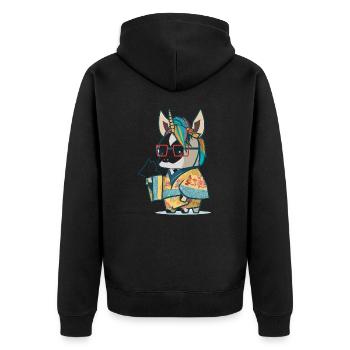 Origami Unicorn - Unisex Premium Organic Zip Hoodie - black - Back - Nico (187cm)