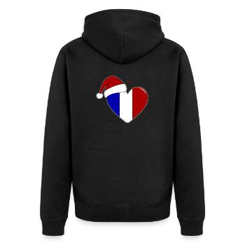 Drapeau de la France Coeur de Noël - Veste à capuche bio Premium Unisexe - noir - Dos - Nico (187cm)