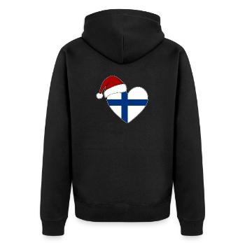 Coeur de Noël drapeau Finlande - Veste à capuche bio Premium Unisexe - noir - Dos - Nico (187cm)