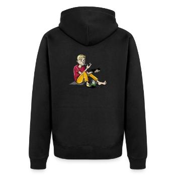 Kletterschuhreinigung - Unisex Premium Bio Zip Hoodie - Schwarz - Hinten - Nico (187cm)