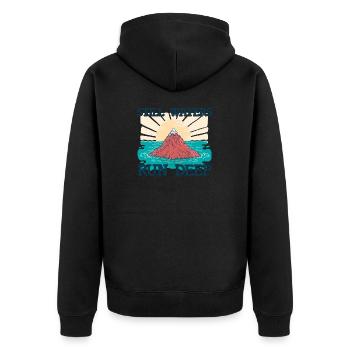 Stille Gewässer sind tief - Motivation inspirierend - Unisex Premium Bio Zip Hoodie - Schwarz - Hinten - Nico (187cm)