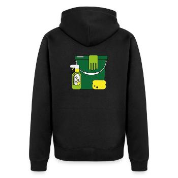 putzen - Unisex Premium Bio Zip Hoodie - Schwarz - Hinten - Nico (187cm)