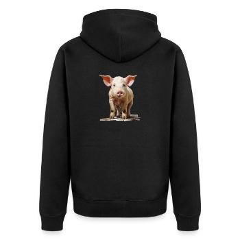 Little cute piglet - Unisex Premium Organic Zip Hoodie - black - Back - Nico (187cm)