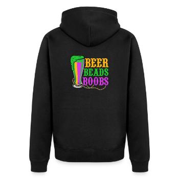 Beer Beads Boobs Carnival Mardi Gras - Unisex Premium Bio Zip Hoodie - Schwarz - Hinten - Nico (187cm)