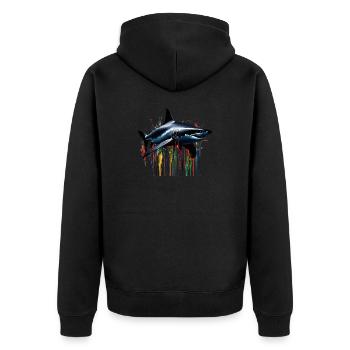 Colorful Shark Paint Art - Unisex Premium Organic Zip Hoodie - black - Back - Nico (187cm)