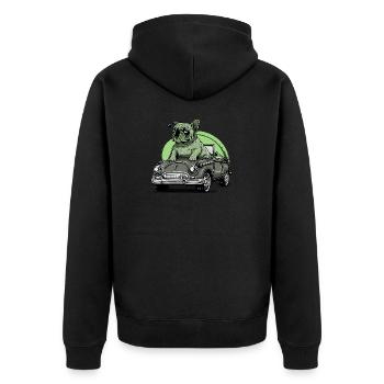 Dog Bulldog Animals Puppy Cute Dog Watercolor Art - Unisex Premium Organic Zip Hoodie - black - Back - Nico (187cm)