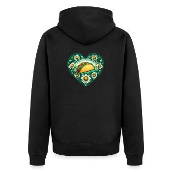 Taco-Liebhaber - Unisex Premium Bio Zip Hoodie - Schwarz - Hinten - Nico (187cm)