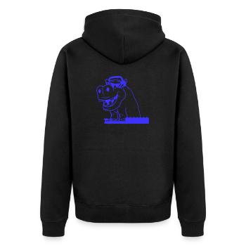 Lustiges Cooles Nielpferd DJ Mischpult Party Musik - Unisex Premium Bio Zip Hoodie - Schwarz - Hinten - Nico (187cm)