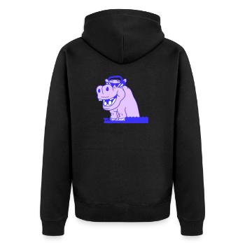 Lustiges Cooles Nielpferd DJ Mischpult Party Musik - Unisex Premium Bio Zip Hoodie - Schwarz - Hinten - Nico (187cm)